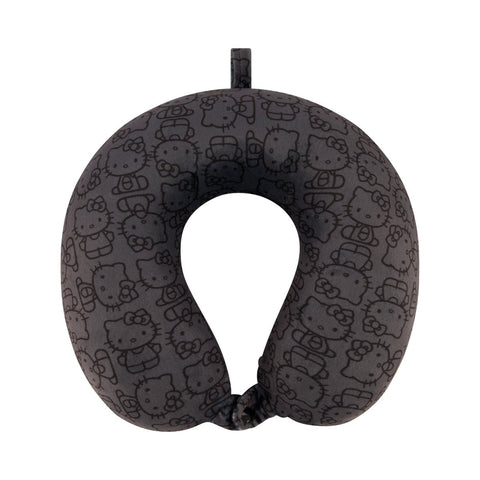 Hello Kitty All Over Icon Memory Foam Travel Neck Pillow, Black Ful Luggage