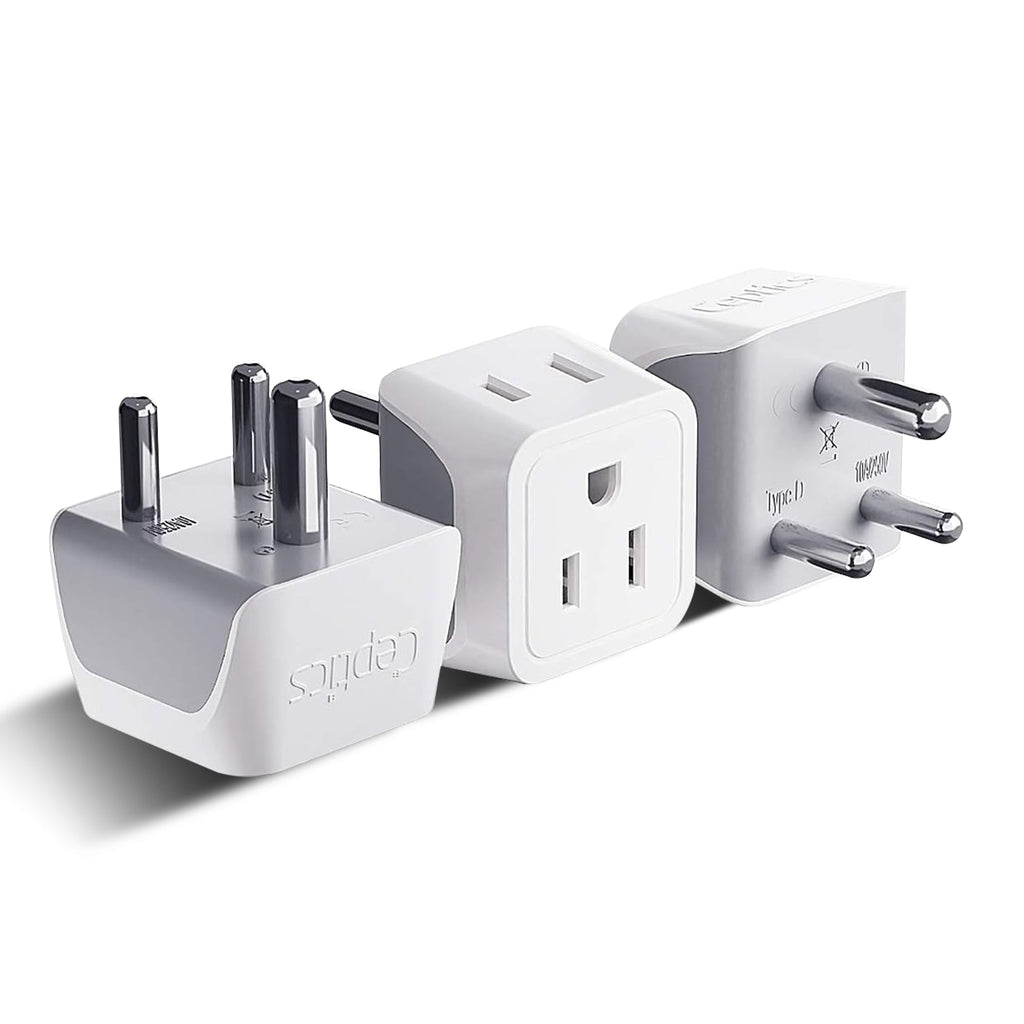 India Travel Adapter - Type D - Ultra Compact (CT-10, 3 Pack) Ceptics