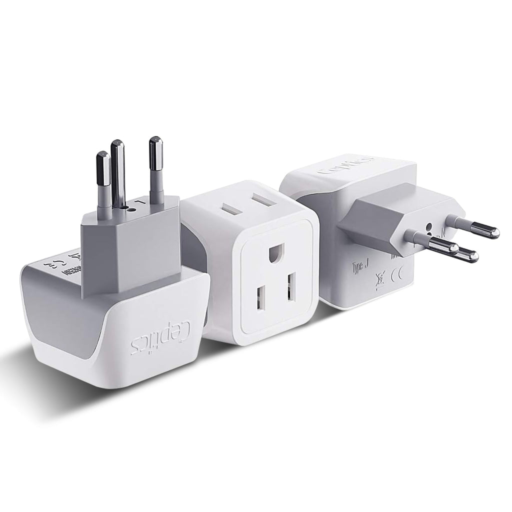 Switzerland Travel Adapter - Type J - Ultra Compact (CT-11A, 3 Pack) Ceptics