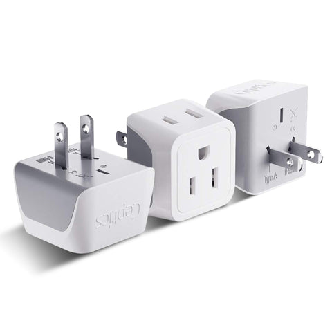 Japan, Philippines Travel Adapter - Type A - Ultra Compact (CT-6, 3 Pack) Ceptics
