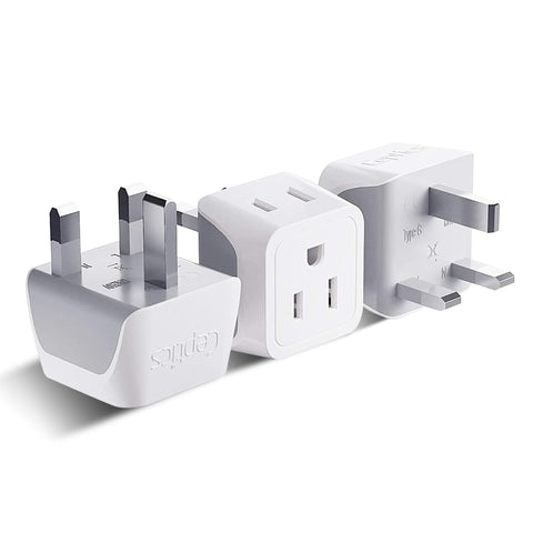 UK, England Travel Adapter - Type G - Ultra Compact (CT-7, 3 Pack) Ceptics