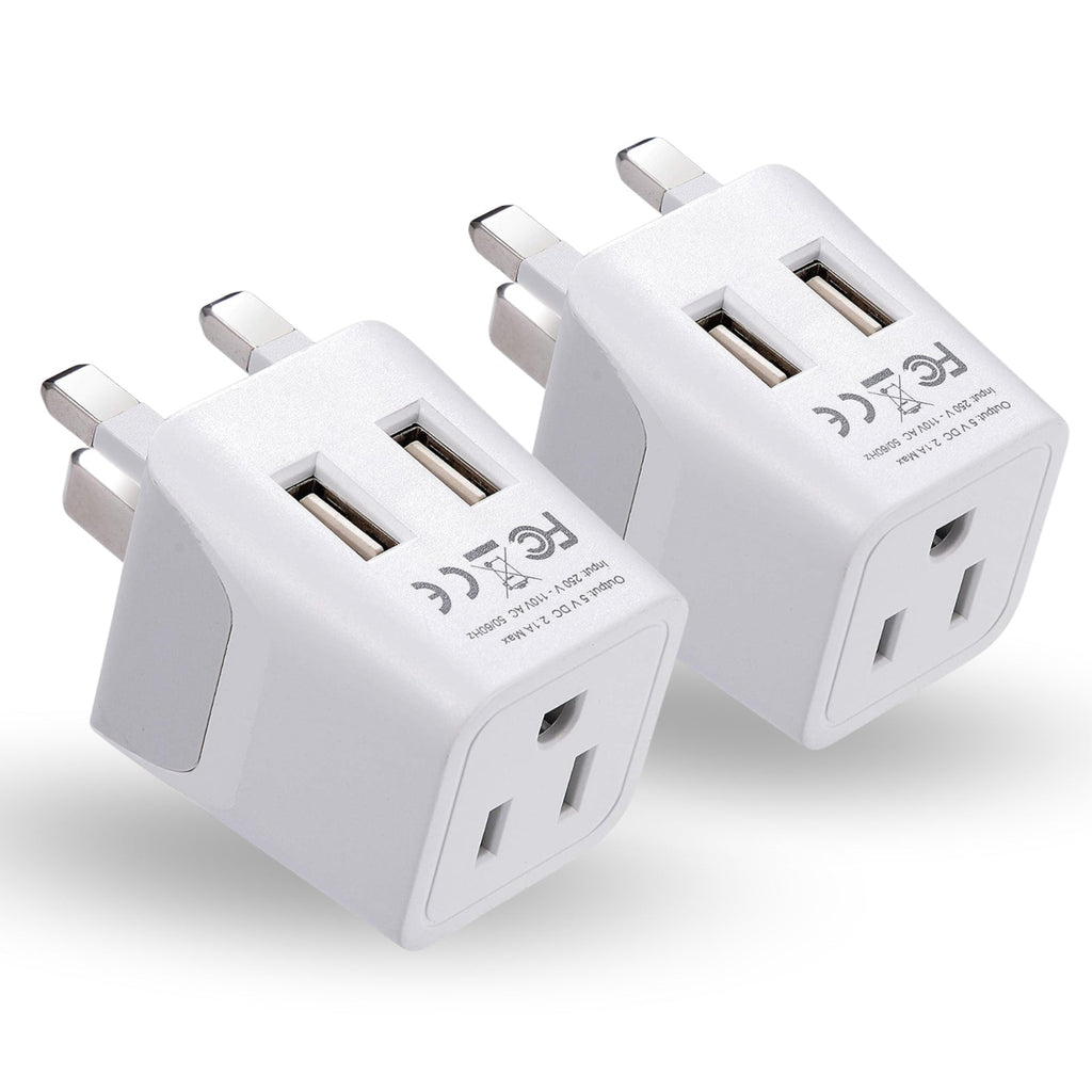 UK, England Travel Adapter Plug with Dual USB - Type G - 2 Pack (CTU-7) Ceptics