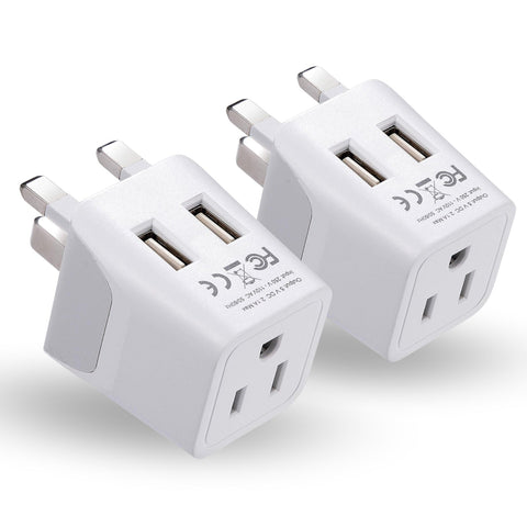 UK, England Travel Adapter Plug with Dual USB - Type G - 2 Pack (CTU-7) Ceptics