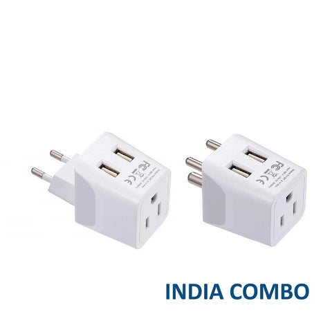 India Travel Adapter Plug Combo - Type C, D | Dual USB - Indian Combo (CTU-9C-10) Ceptics