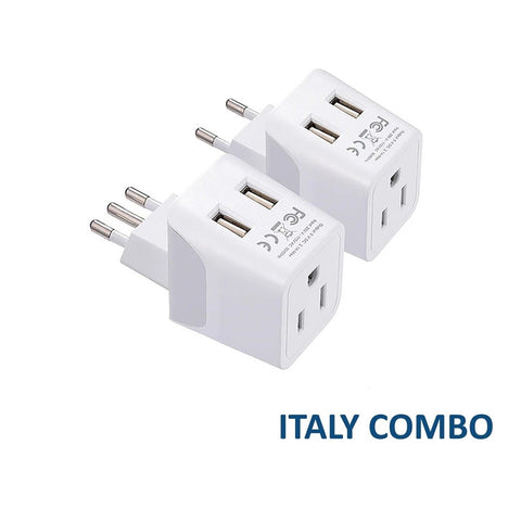 Italy Travel Adapter Plug Combo - Type C, L | Dual USB - Italian Combo (CTU-12-9C) last 2 Luggagedesigners