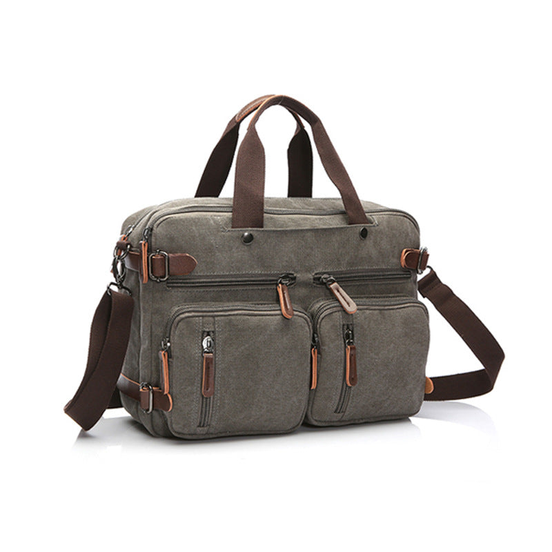 Canvas Briefcase Mens Canvas Messenger Bag Shoulder Laptop Bag Convertible Backpack RockCow Leather Studio
