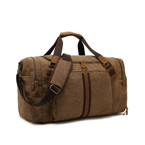 Canvas Travel Duffle Bag Full Grain Leather With Canvas Holdall Luggage Canvas Overnight Bag RockCow Leather Studio