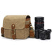 Canvas With Leather Camera Bag Waxed Canvas DSLR Camera Bag Waterproof Vintage Crossbody Messenger Bag QSMK-67 RockCow Leather Studio