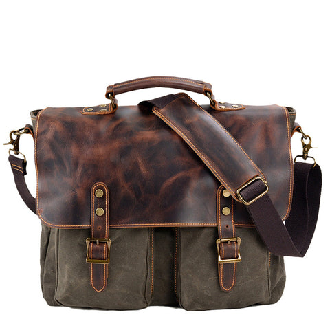 Classic Canvas Messenger Bag Vintage Minimalist Shoulder Bag for All-Purpose Use Unisex Satchel Bag RockCow Leather Studio