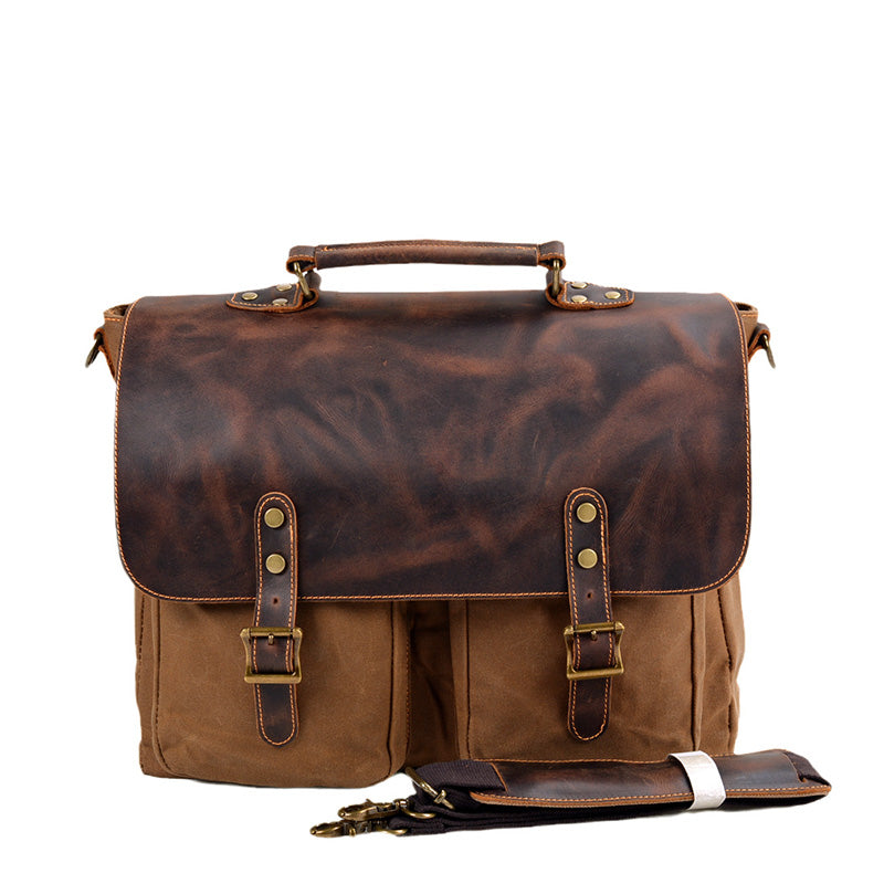 Classic Canvas Messenger Bag Vintage Minimalist Shoulder Bag for All-Purpose Use Unisex Satchel Bag RockCow Leather Studio