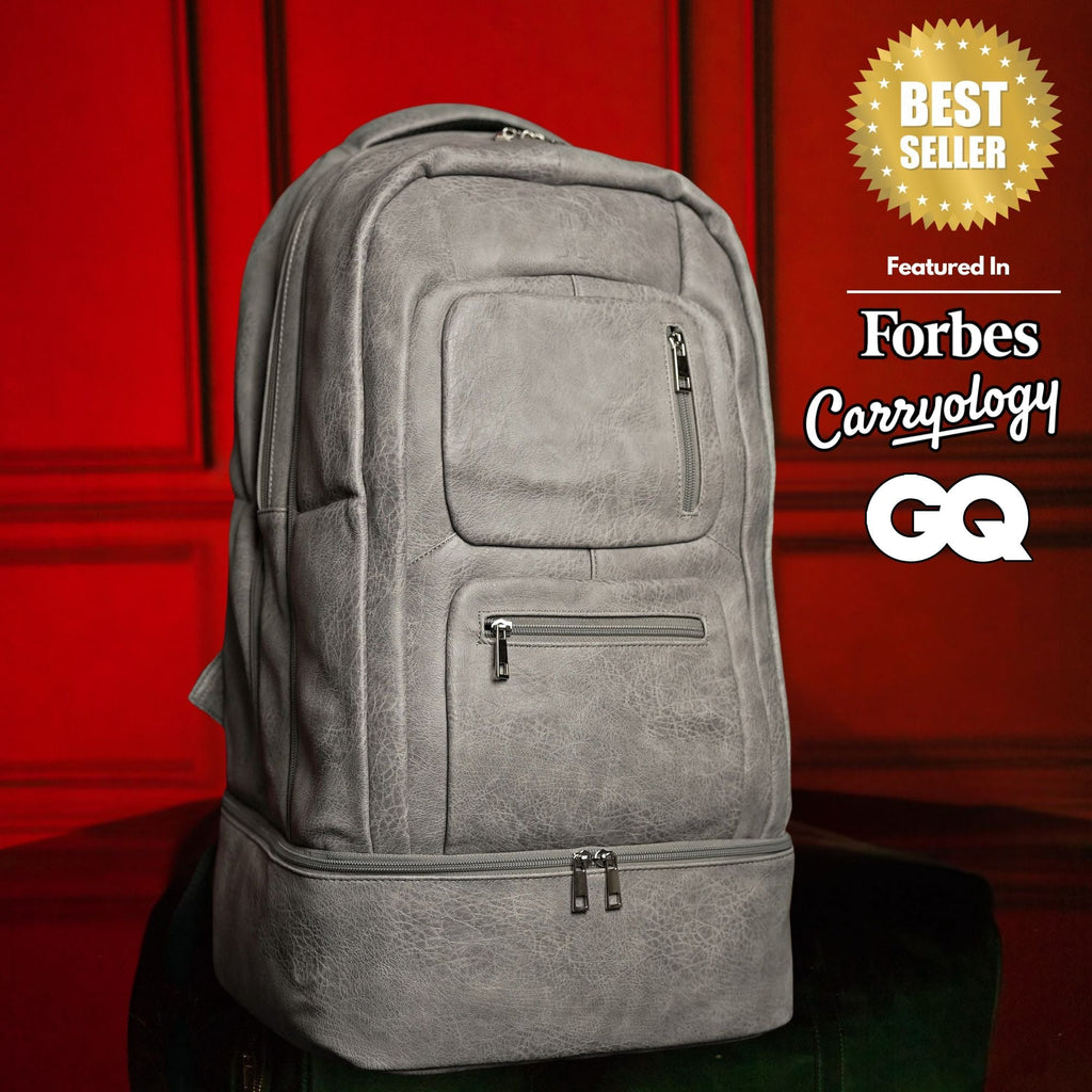 Grey Leather Carry-On Patented Backpack (Only 300 Made) Sole Premise