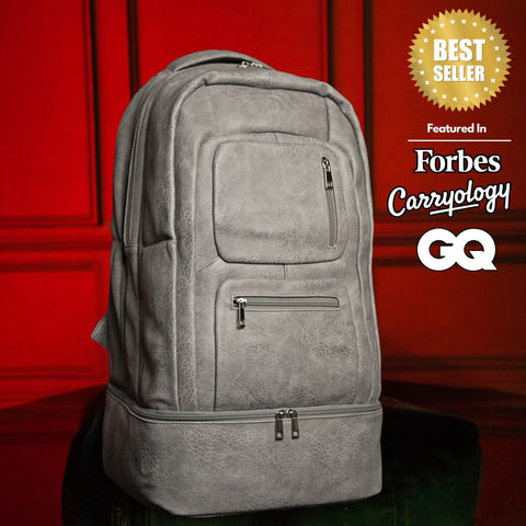 Grey Leather Carry-On Patented Backpack (Only 300 Made) Sole Premise