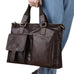 Crazy Horse Leather Briefcase Retro Tote Bag Handmade Shoulder Messenger Bag RockCow Leather Studio