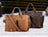 Crazy Horse Leather Briefcase Retro Tote Bag Handmade Shoulder Messenger Bag RockCow Leather Studio