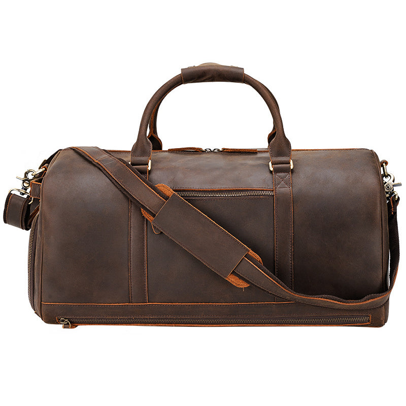 Crazy Horse Leather Duffle Bag Handmade Mens Leather Travel Bag Leather Tote Luggage Bag RockCow Leather Studio