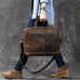 Crazy Horse Leather Large Briefcase Men Tote Bag Vintage Shoulder Messenger Bag RockCow Leather Studio