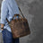 Crazy Horse Leather Large Briefcase Men Tote Bag Vintage Shoulder Messenger Bag RockCow Leather Studio