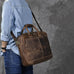 Crazy Horse Leather Large Briefcase Men Tote Bag Vintage Shoulder Messenger Bag RockCow Leather Studio