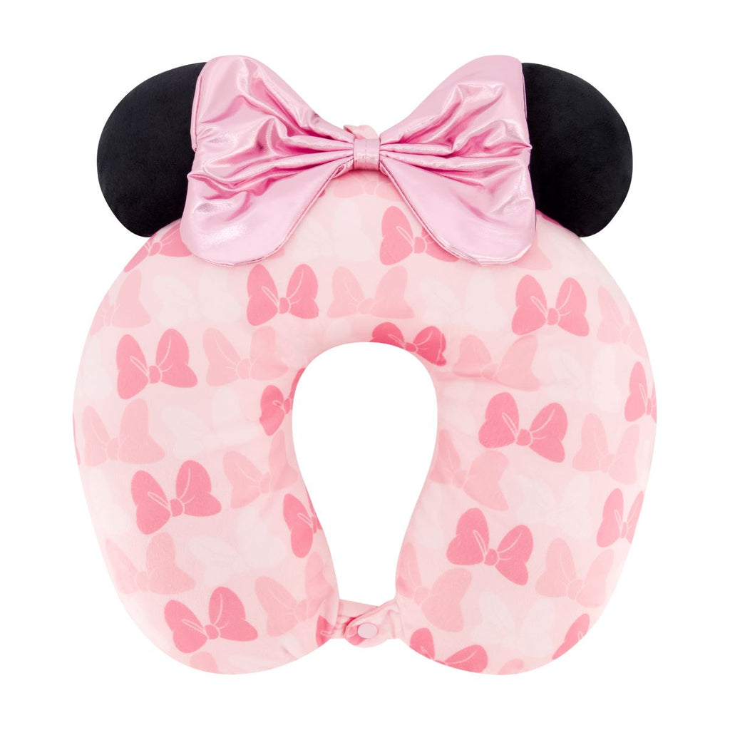 Disney Minnie Mouse Blush bows 3D ears and bow travel pillow Ful Luggage