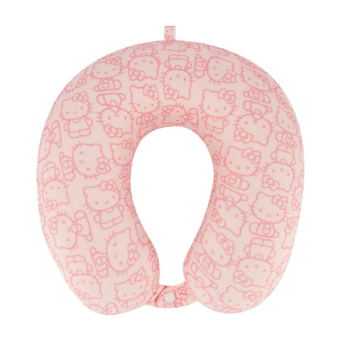 Hello Kitty All-over Memory Foam Travel Neck Pillow, Pink Ful Luggage