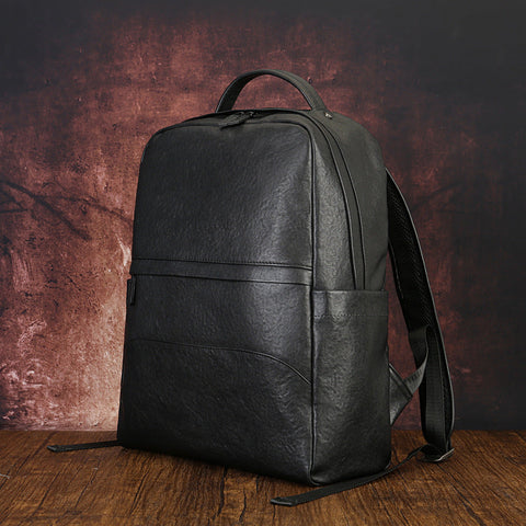 Full Grain Leather Backpack Black Men's Leather Backpack Handmade Travel Backpack RockCow Leather Studio