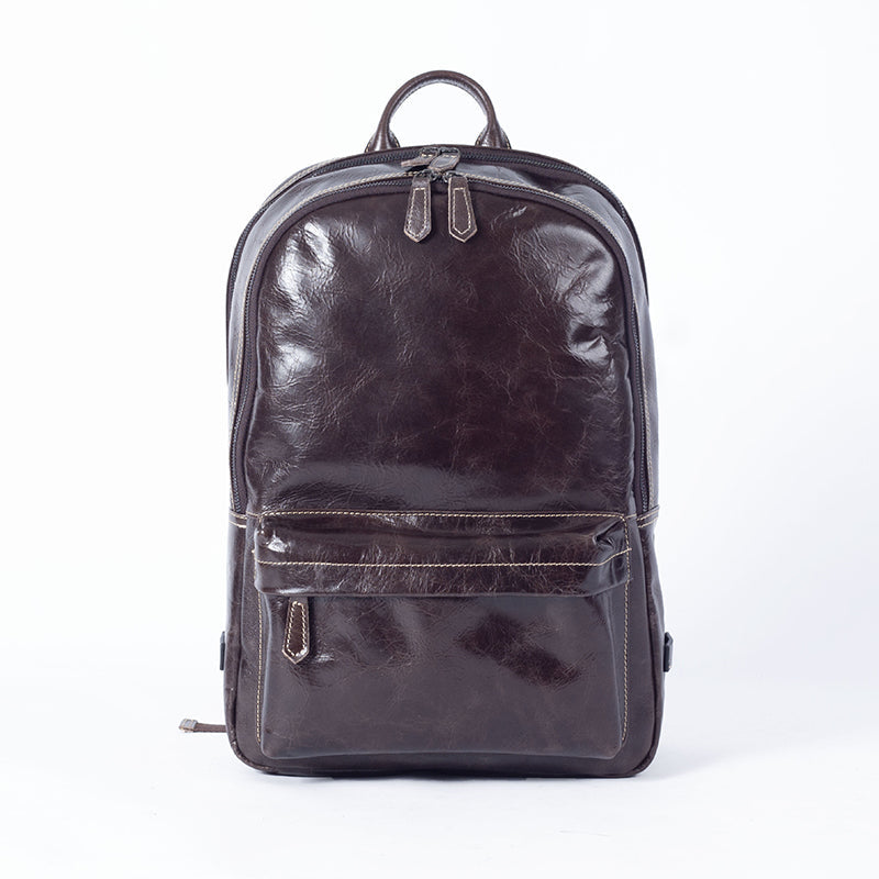 Full Grain Leather Backpack Casual Shoulder Travel Bag For Men Laptop Backpack RockCow Leather Studio