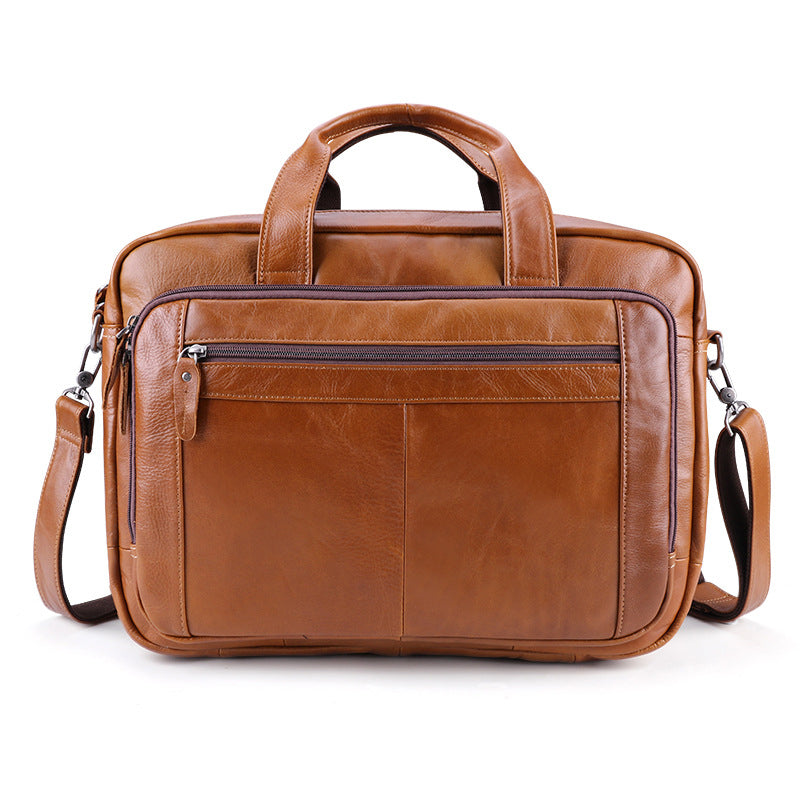 Full Grain Leather Briefcase, 15 Inches Laptop Bag,  Leather Messenger Bag, Natural Leather Shoulder Bag RockCow Leather Studio