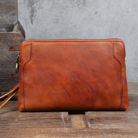 Full Grain Leather Clutch Handmade Mens Wrist Bag Large Long Wallet For Men SWK1109 RockCow Leather Studio