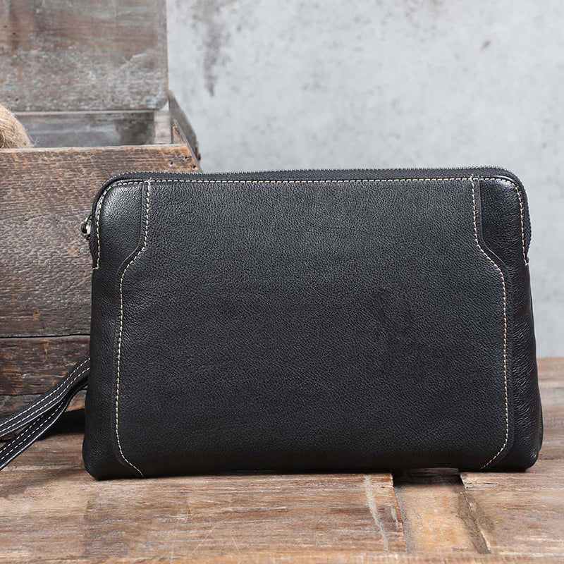 Full Grain Leather Clutch Handmade Mens Wrist Bag Large Long Wallet For Men SWK1109 RockCow Leather Studio