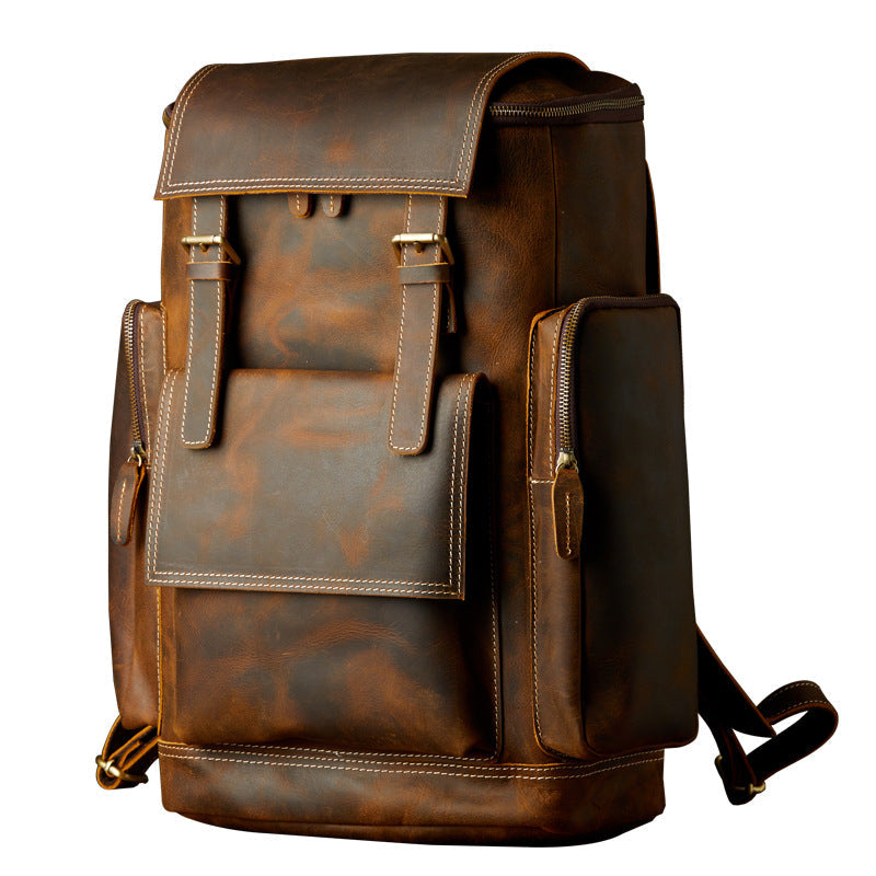 Full Grain Leather Laptop Backpack Large Capacity School Backpack Men Leather Backpack RockCow Leather Studio