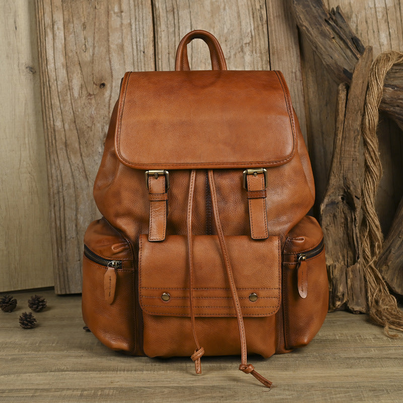 Full Grain Leather Laptop Backpack Large Capacity Weekender Overnight Camping Rucksack Men Leather Backpack RockCow Leather Studio