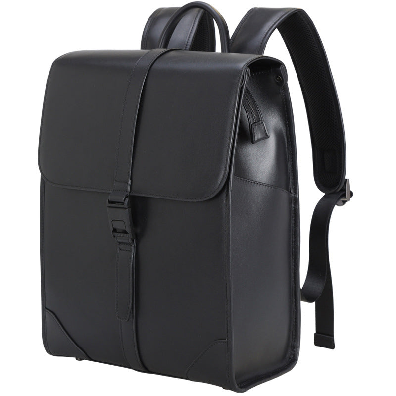 Full Grain Leather Men's Business Backpack 14 inch Laptop Backpack Black Leather Work Backpack School Backpack RockCow Leather Studio