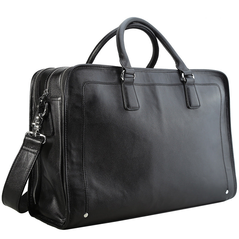Full Grain Leather Mens Briefcase 17 Inch Leather Laptop Bag Mens Large Business Shoulder Bag Messenger Bag RockCow Leather Studio