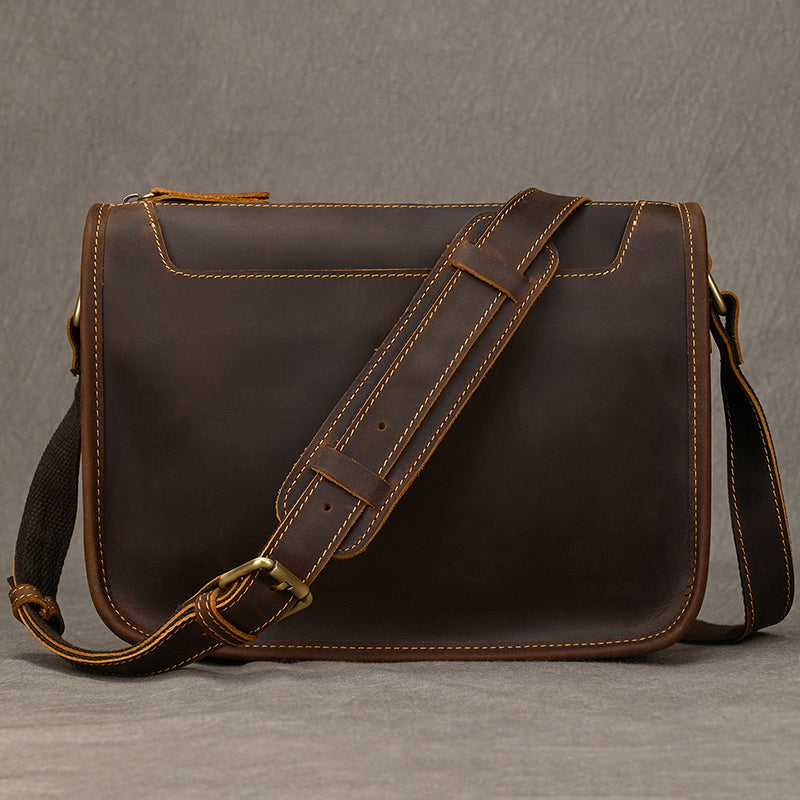 Full Grain Leather Mens Messenger Bag Handcrafted Leather Shoulder Bag Leather Satchel Bag Men Office Bag Work Briefcase RockCow Leather Studio