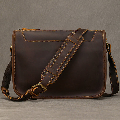 Full Grain Leather Mens Messenger Bag Handcrafted Leather Shoulder Bag Leather Satchel Bag Men Office Bag Work Briefcase RockCow Leather Studio