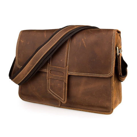 Full Grain Leather Messenger Bag Vintage Leather Shoulder Bag For Men Leather Crossbody Bag RockCow Leather Studio