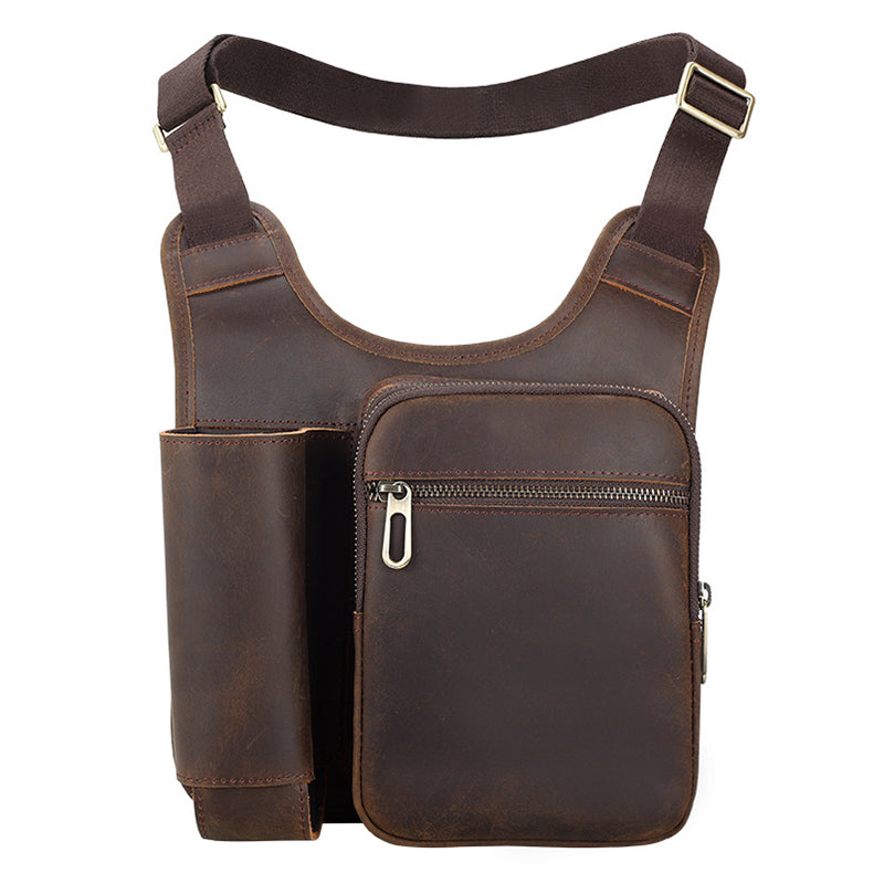 Full Grain Leather Tactical Bag Mens Leather Crossbody Pack Messenger Bag Vintage Satchel Organizer Pouch RockCow Leather Studio
