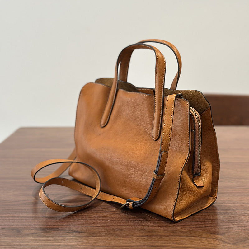 Full Grain Leather Tote Bag Casual Leather Shoulder Bag Stylish Women Leather Handbag Gift for Her RockCow Leather Studio