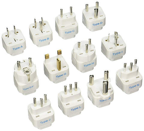 International Travel Adapter Plug Set - 12 pcs (GP-12PK ) - Grounded Ceptics