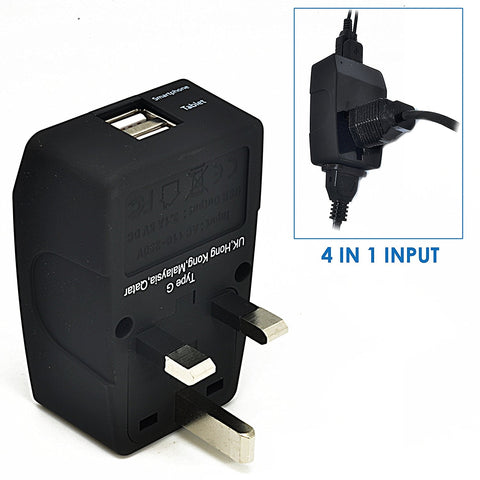 UK, England Travel Adapter - Type G - 4 in 1 - 2 USB Ports (GP4-7) Ceptics