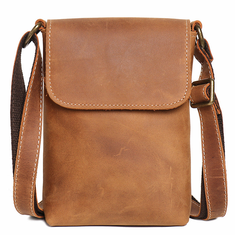 Handmade Genuine Leather Satchel Bag Shoulder Bag Full Grain Leather Small Crossbody Bag For Mens RockCow Leather Studio