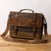 Handmade Waxed Canvas Leather Briefcase, Canvas Mens Messenger Laptop Bag, Retro Satchel Bag RockCow Leather Studio