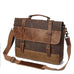 Handmade Waxed Canvas Leather Briefcase, Canvas Mens Messenger Laptop Bag, Retro Satchel Bag RockCow Leather Studio