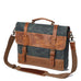 Handmade Waxed Canvas Leather Briefcase, Canvas Mens Messenger Laptop Bag, Retro Satchel Bag RockCow Leather Studio