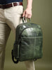 Luxury Italian Leather Backpack, Green Classy Leather Bags