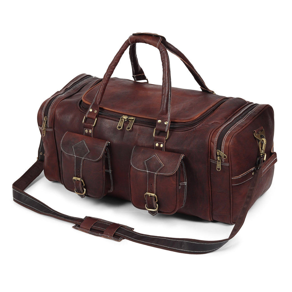 Vintage Dark Brown Traveller Duffle Bag Classy Leather Bags