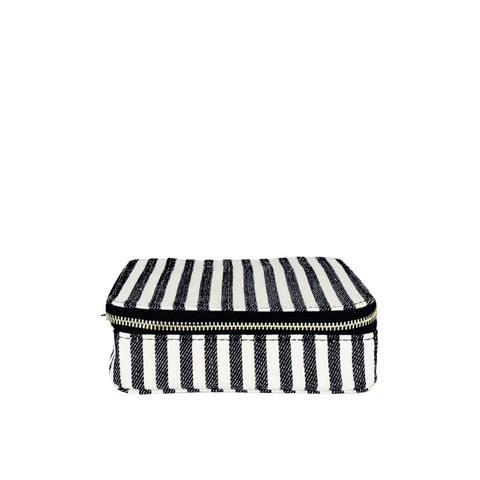 Large Pill Travel Case with Individual Daily Pill Organizer, Striped Bag-all