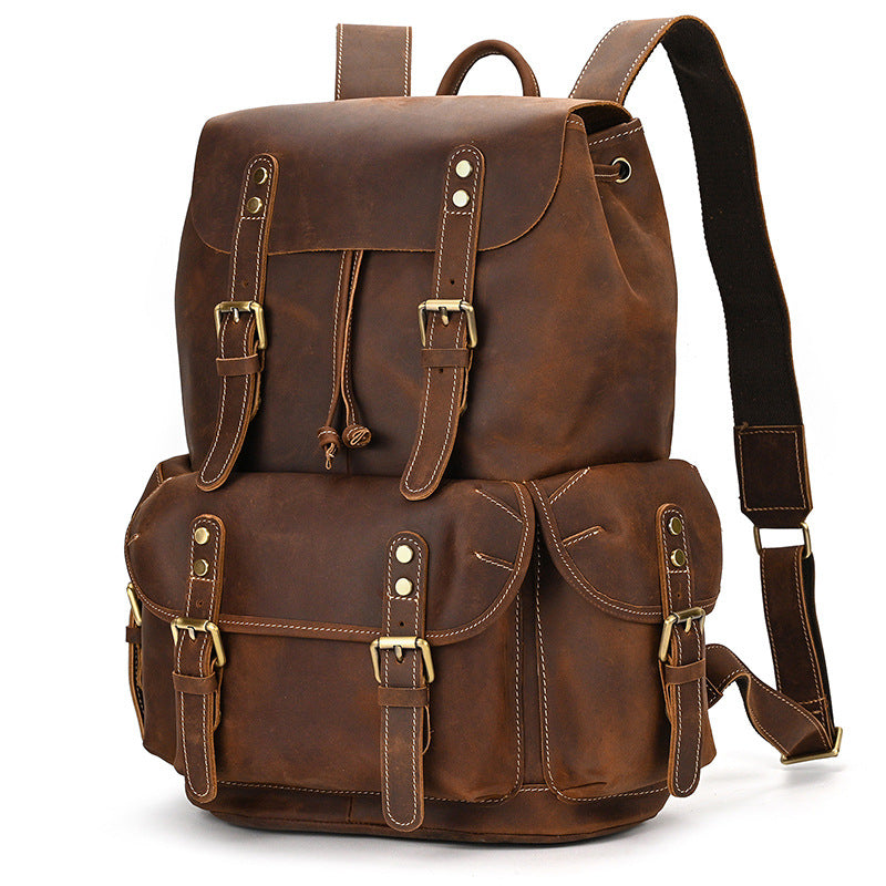 Leather Backpack For Men Retro Leather Travel Backpack Handmade Leather School Bag Large Laptop Bag RockCow Leather Studio