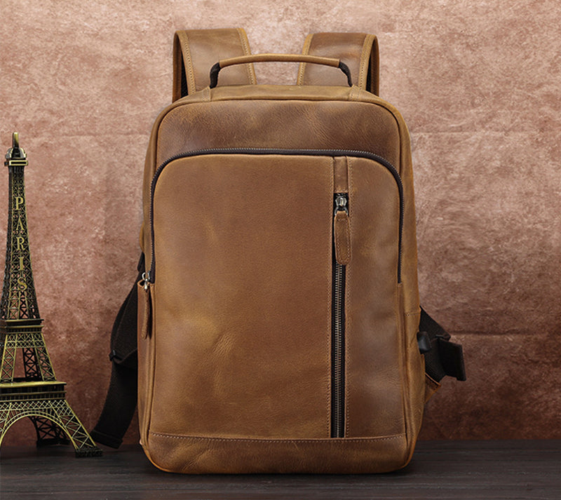 Leather Backpack for Men Full Grain Leather Travel Backpack Handmade Leather 15.6 inches Laptop Backpack Gift For Him RockCow Leather Studio
