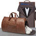 Leather Garment Duffel Bag with Shoe Pouch Waterproof Leather Weekender Bag Hanging Clothes Bag Large Overnight Bag RockCow Leather Studio